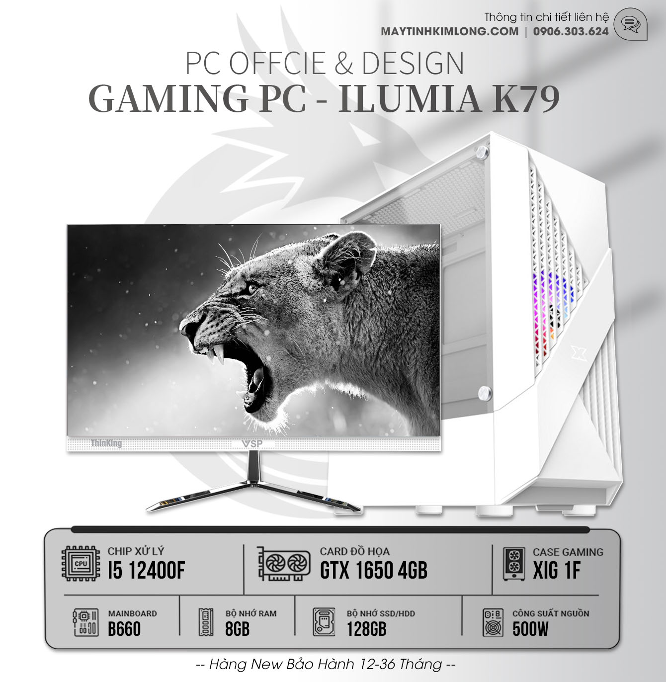 PC Gaming K79 - I5 12400F/8G/GTX1650 4G/SSD128G/500W